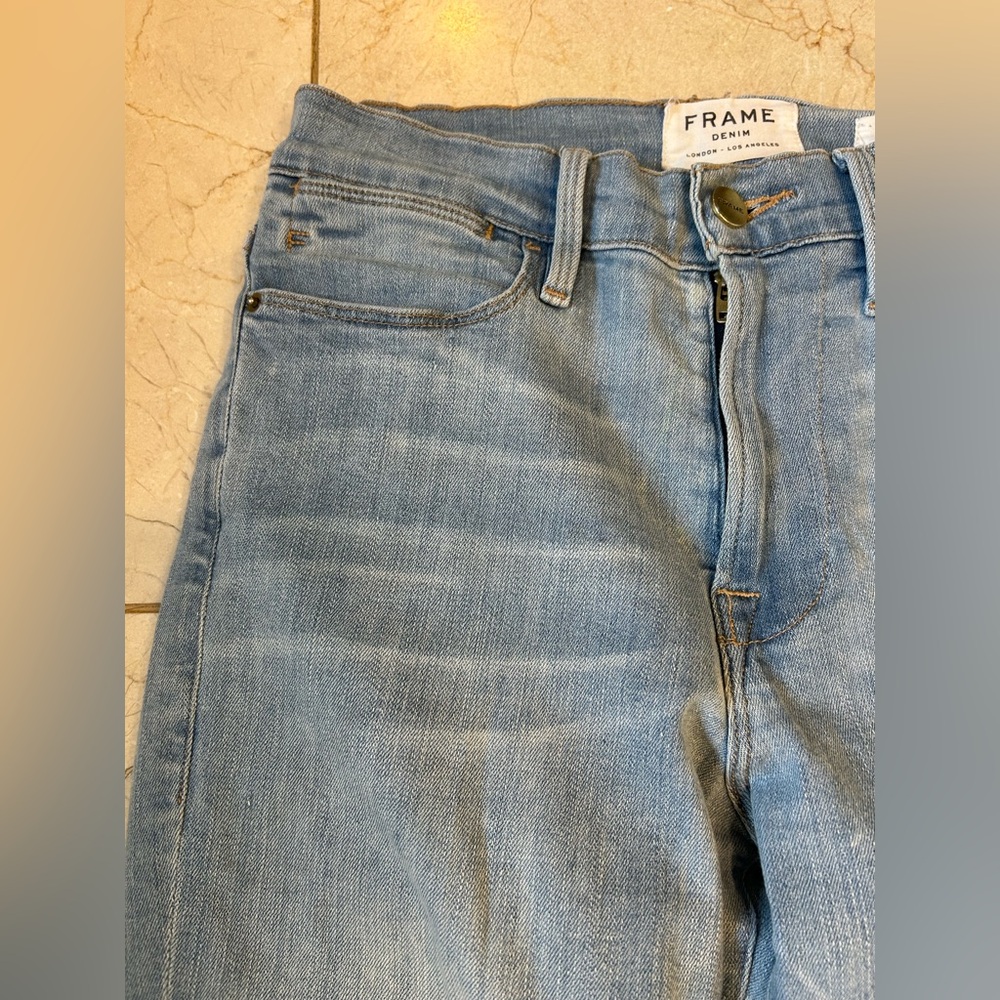 Frame Denim London LA, Blue Gradient Flare Jeans, Le High Straight, Sz 4 - Picture 4 of 15